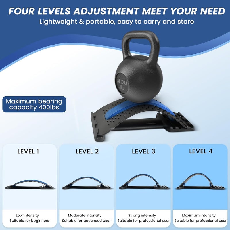 JUMPOW Back Stretcher for Lower Back Pain Relief - 4 Level Adjustable Lumbar Cracker Board, Relief for Lumbar Area Pain, Scoliosis Aid, Spine Decompression - Image 3